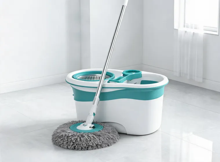 Clean water spin mop system with bucket